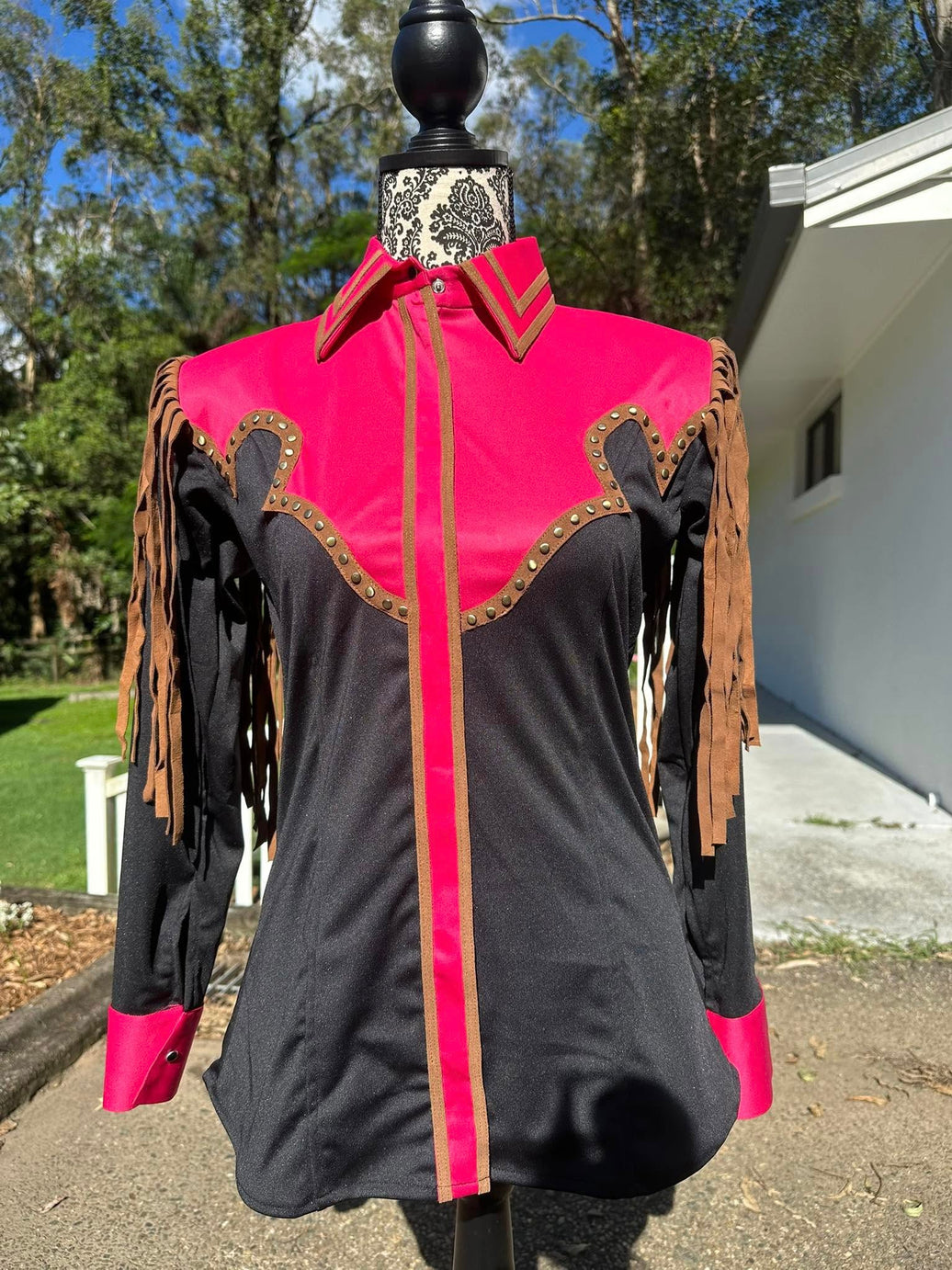 Ranch Show Shirt - Two Tone Tassel Hot Pink Black