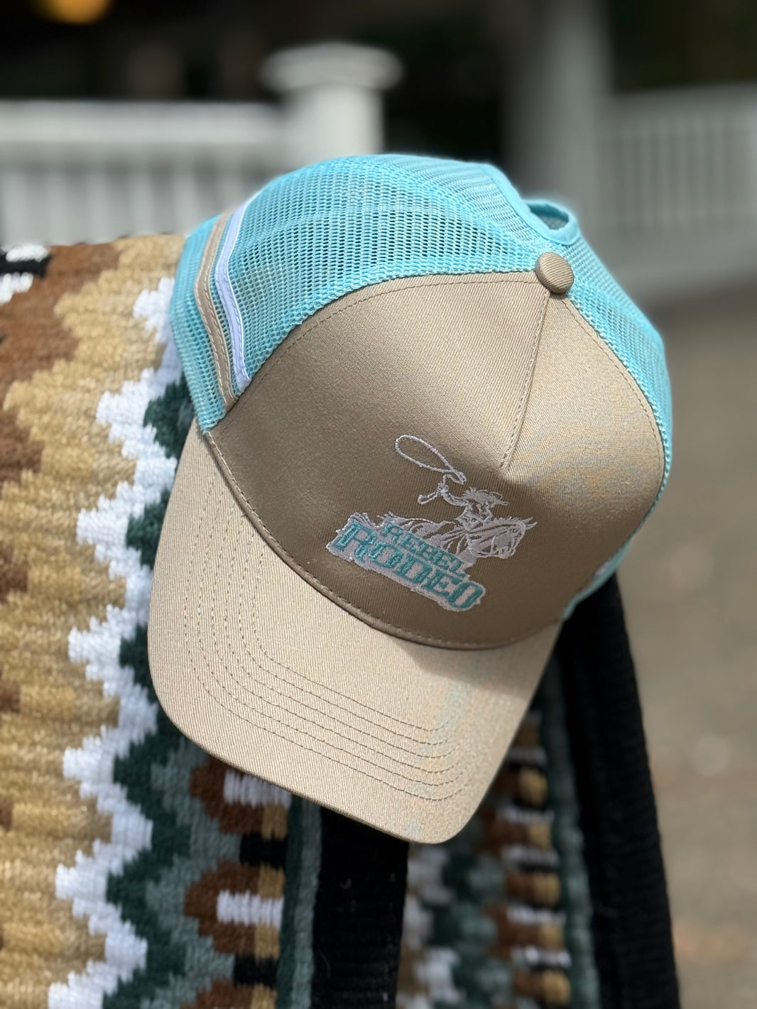 image RR Trucker Cap - Ponytail Blue & Beige