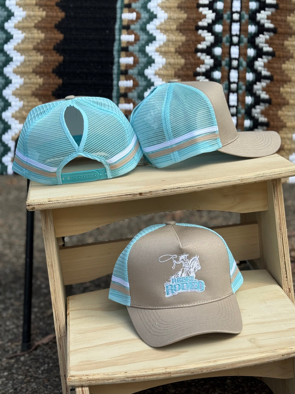 RR Trucker Cap - Ponytail Blue & Beige