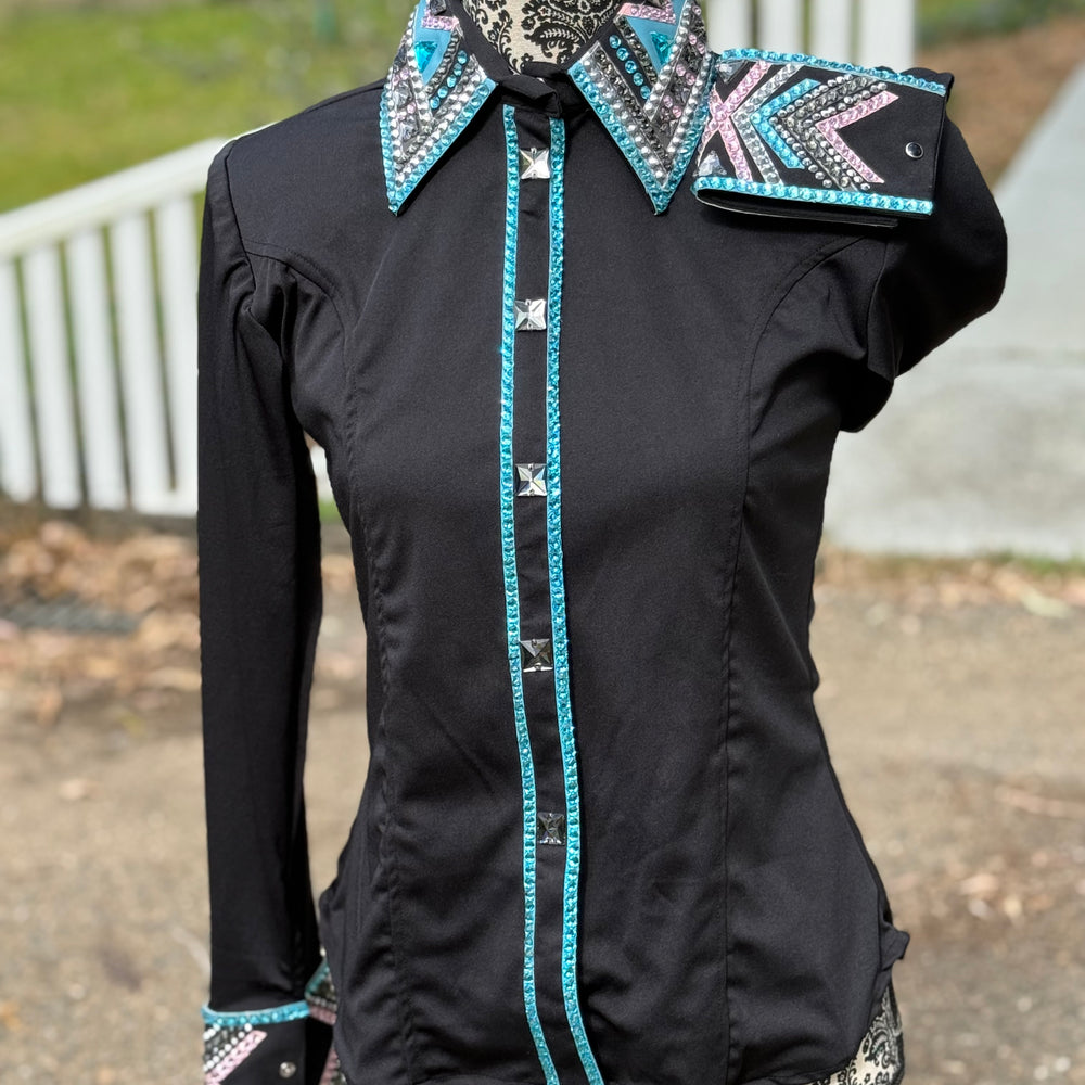Bling Show Shirt - Black Turquoise