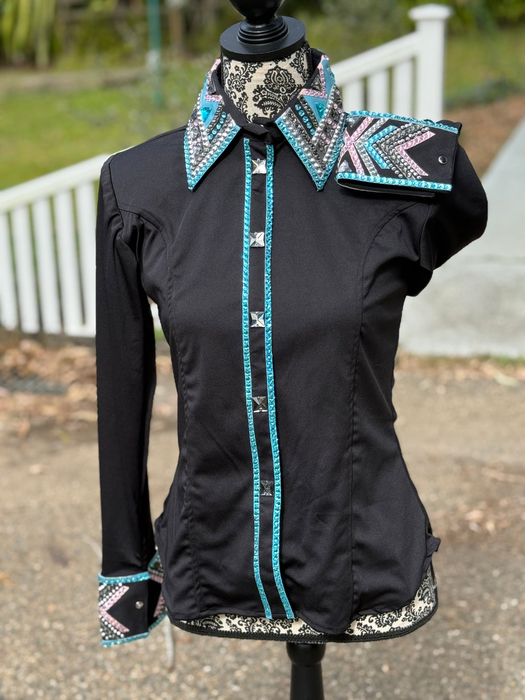 Bling Show Shirt - Black Turquoise
