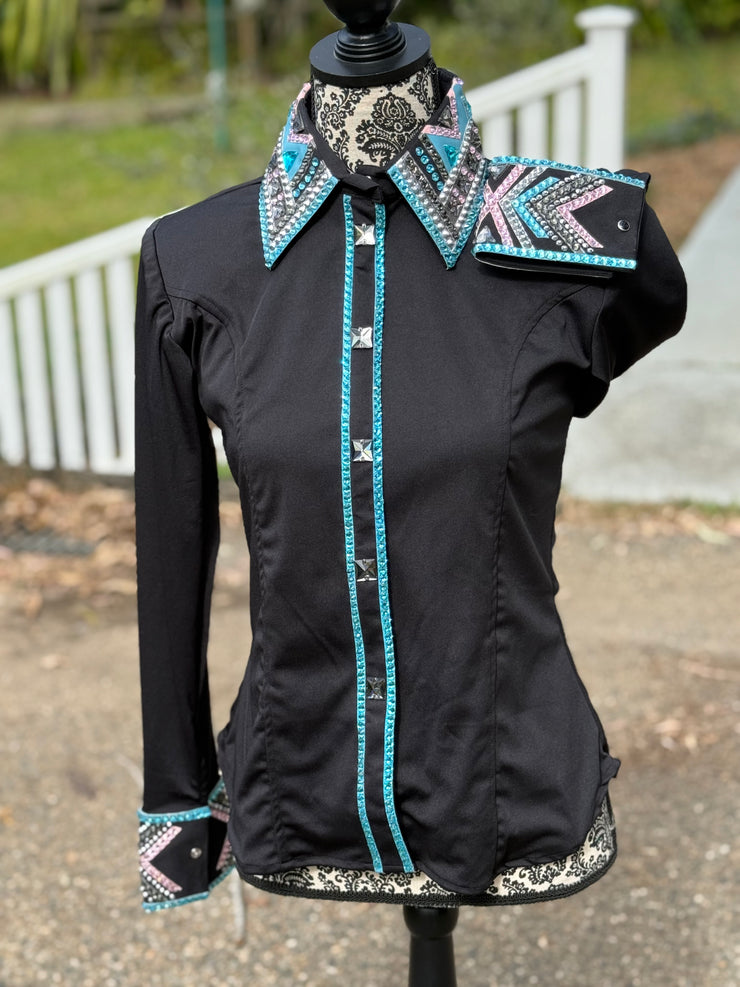 Bling Show Shirt - Black Turquoise