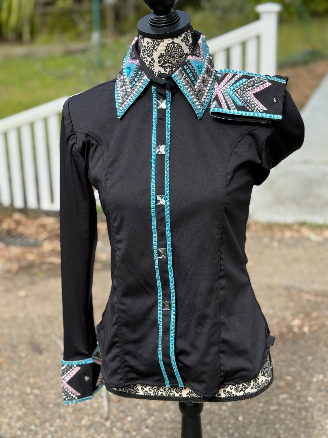 Bling Show Shirt - Black Turquoise
