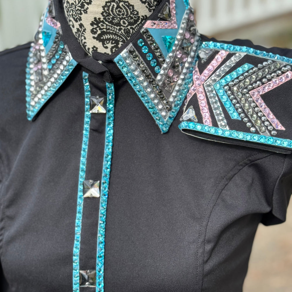 Bling Show Shirt - Black Turquoise