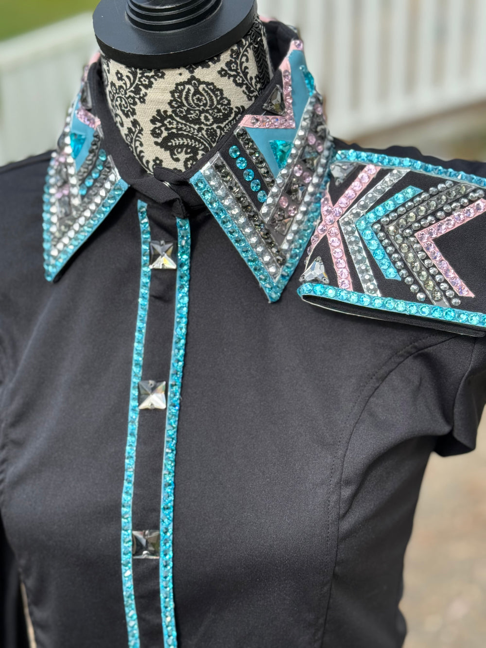 Bling Show Shirt - Black Turquoise