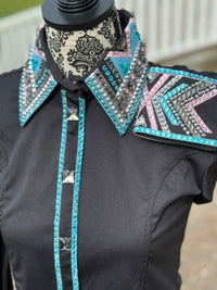 Bling Show Shirt - Black Turquoise