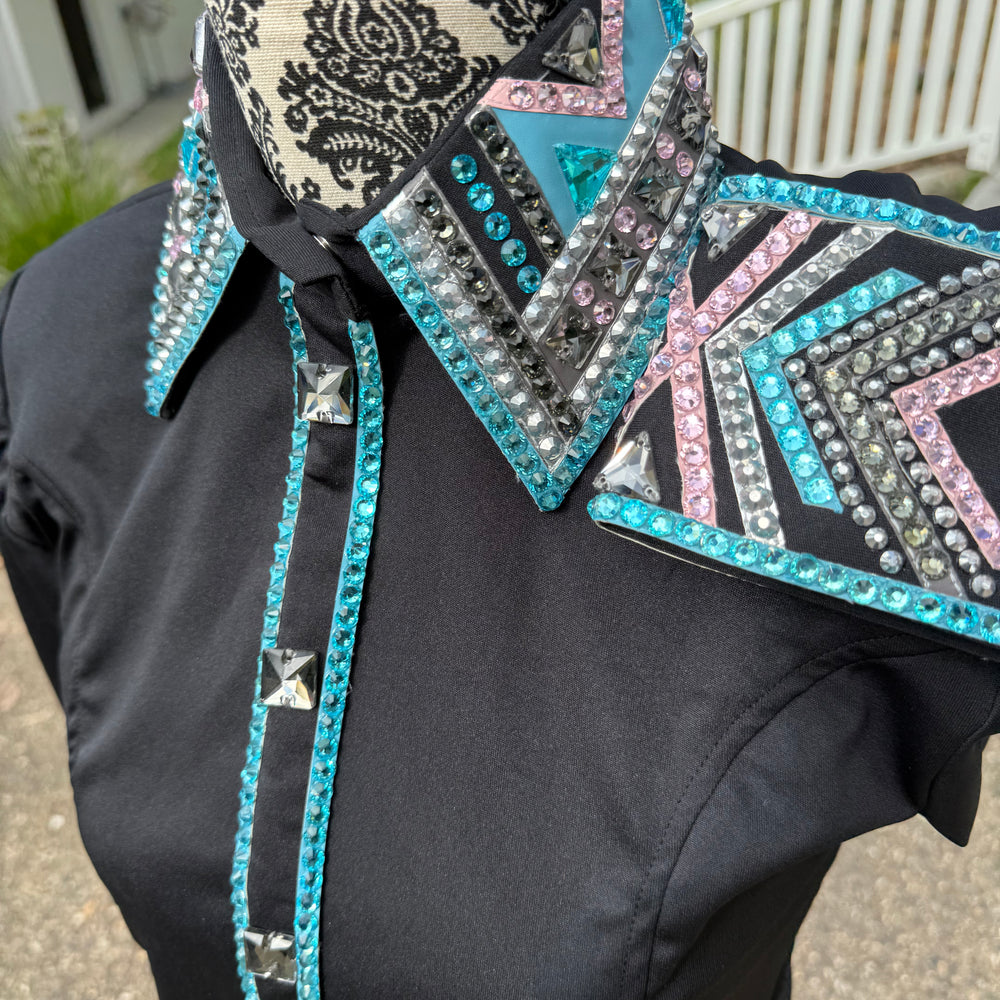 Bling Show Shirt - Black Turquoise