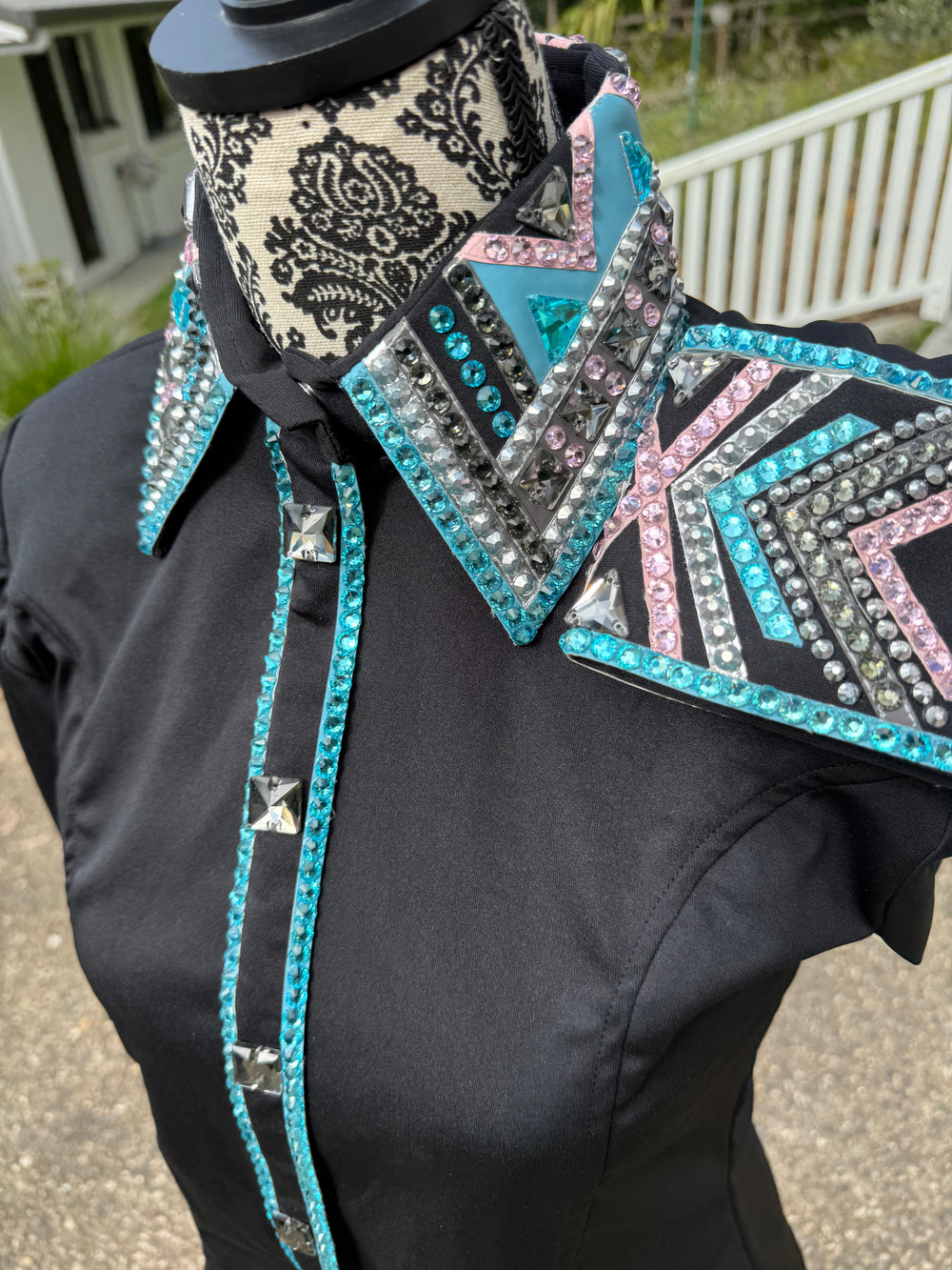 Bling Show Shirt - Black Turquoise
