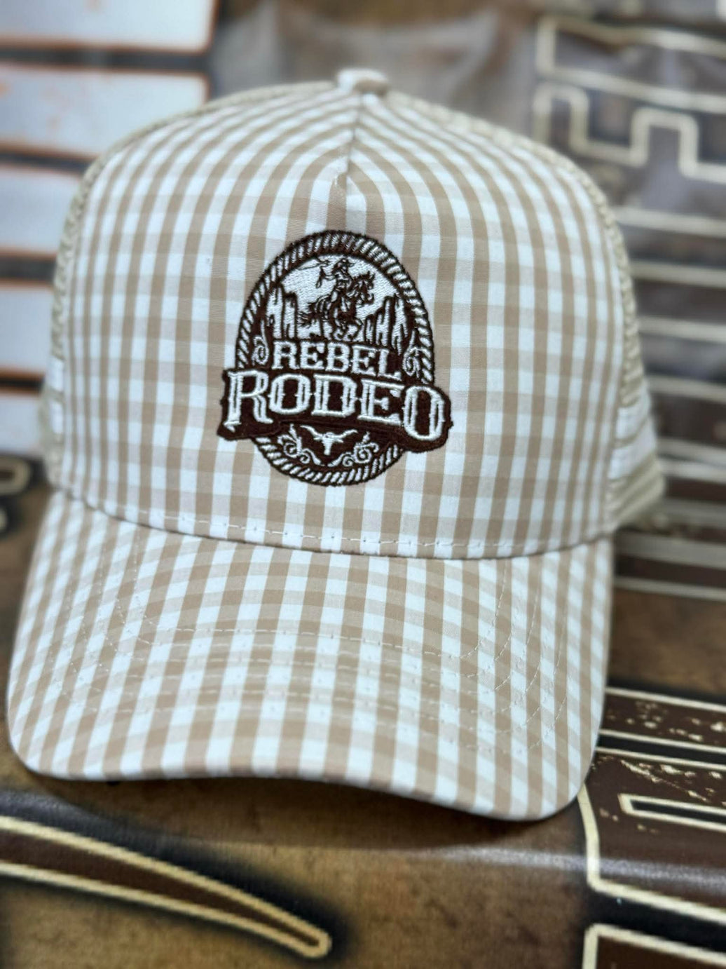 RR Trucker Cap - Beige Gingham